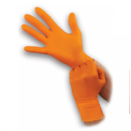 Rukavice jednokratne nitrilne reljefne SAFE GRIP narandžaste 100kom
