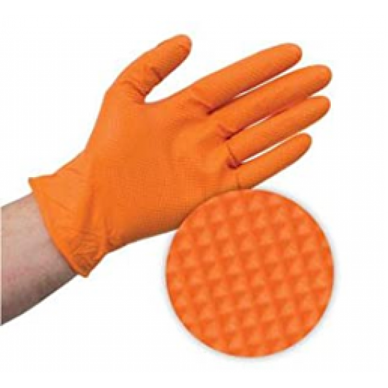 Rukavice jednokratne nitrilne reljefne SAFE GRIP narandžaste 100kom